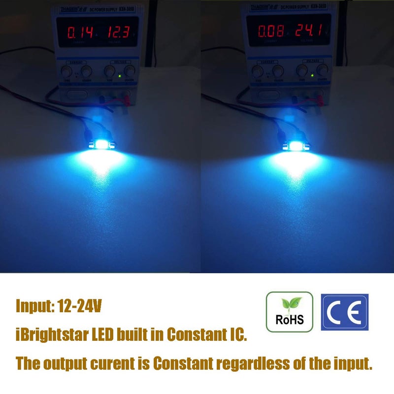 iBrightstar مصابيح LED iBrightstar DE3175 DE3021 فستون شديدة السطوع 9-30V خالية من الأخطاء 1.25" 31mm للإضاءة الداخلية وخريطة القبة وأضواء ترخيص السيارة، أزرق جليدي - Image 4